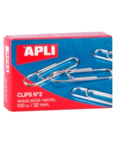 APLI CLIPS NIQUELADOS Nº 2 - 32MM (10 CAJAS DE 100 UNIDADES)