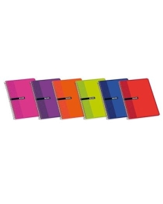 ENRI CUADERNO ESPIRAL 80 HOJAS 4X4 CON MARGEN TAPAS BLANDAS FOLIO COLORES (10 UNIDADES)