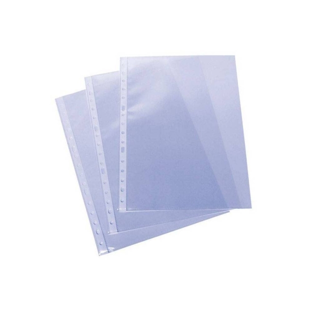 Grafoplas | Caja 100 Fundas Transparentes Cristal | Galga Extra | Tamaño Folio | Lomo Reforzado | 16 Taladros Carpetas de Anillas