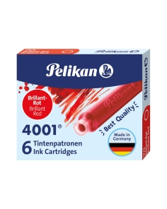 Pelikan TP6 - Cartucho tinta estilográfica, color rojo