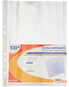 Grafoplas - Fundas Multitaladro XS, 11 Taladros, Tamaño A4, Lomo Reforzado, Poliporpileno Transparente Fino, Protege Documentos Escolares y de Oficina