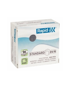Rapid 24859800, Grapas - 5000 unidades, 24/6 mm, hasta 20 Hojas, Modelos Aleatorios