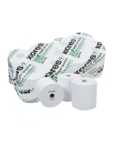 Kores 56775400. Paquete de 8 Rollos Térmicos Libres de Bisfenol A 57x48x12mm y 26,5 Metros para Máquinas Registradoras, TPV, Cajeros, Calculadoras