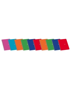 Enri 100430102 - Pack de 10 cuadernos con espiral simple, cuadriculado, tapas blandas, colores surtidos