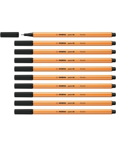 Rotulador punta fina STABILO point 88 - Estuche con 10 unidades color negro