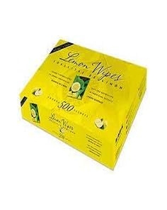 Caja Toallitas Limón, Caja Toallitas Marisco, Envueltas individualmente, Aroma Limon, Toallitas Refrescantes. Ideales para Hogar y Restaurantes (500)